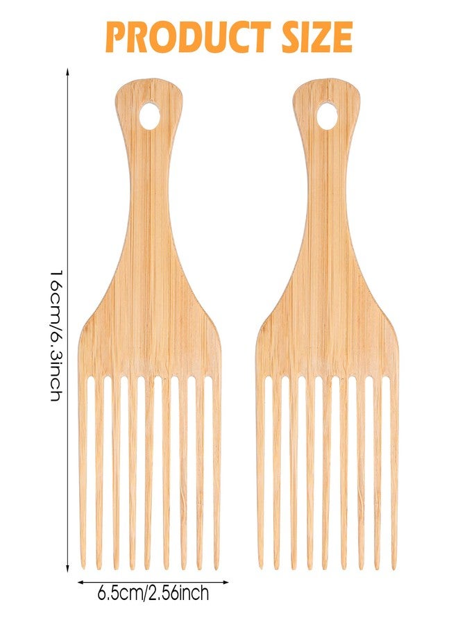 HaiFafafaing 4 Pcs Wooden Hair Picks for Curly Hair, Natural Afro Pick for Curly Hairs, Styling Combs for Thick Hairs and Beards Enhance Curl Definition and Volume (15.7cm) - Image 2